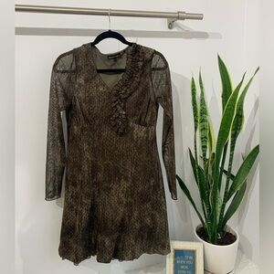 Made in Turkey 🇹🇷 Jane & John brown dress sheer long sleeve - size medium.